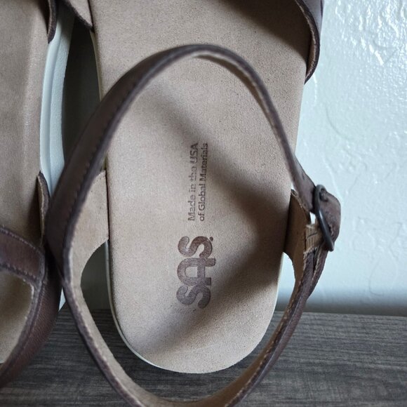 SAS Duo Quarter Strap Leather Sandals Brown Size Women's 8.5 Comfort Adjustable - Picture 6 of 9